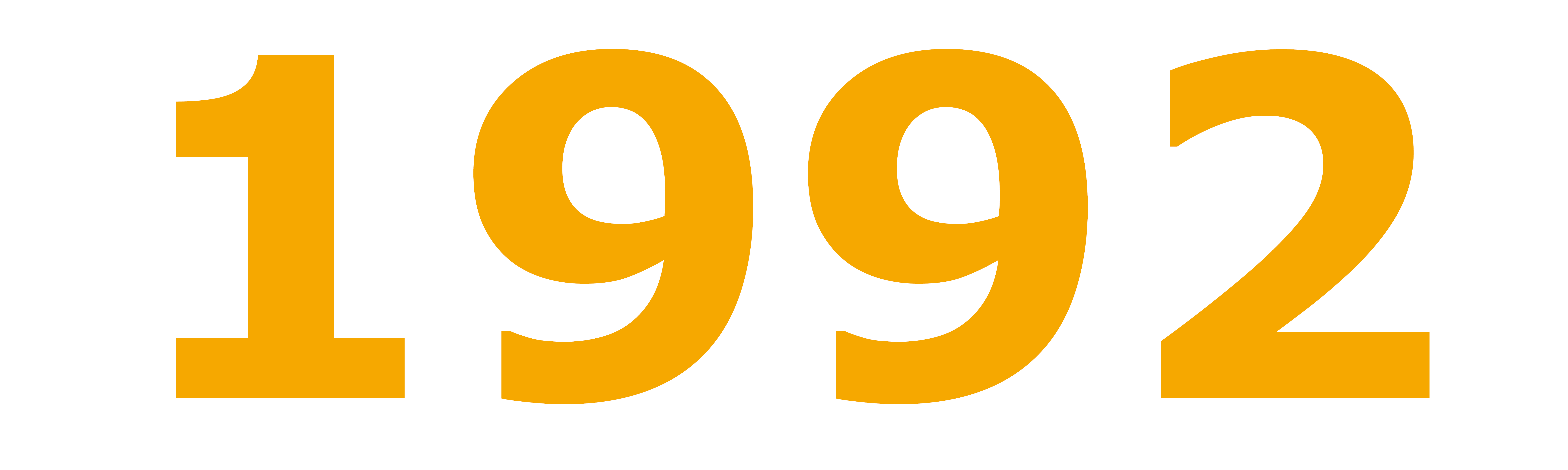 Zahl: 1992 (in Orange auf weißem Hintergrund)