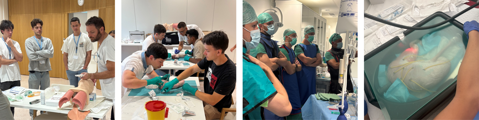 Fotos: Gesundheit Burgenland Collage mit mehreren Szenen aus dem Krankenhausbetrieb mit Studierenden